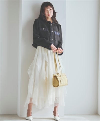 ラッフルフリルチュールスカート