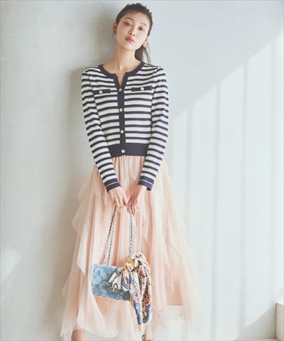 ラッフルフリルチュールスカート