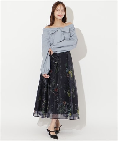 【先行予約受付中】フラワーオーガンジーフレアスカート