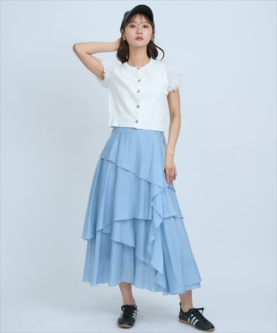 アシンメトリーシフォンラッフルスカート