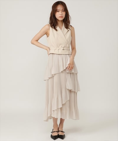 【5/14(木)一部店舗先行発売】ベストレイヤード消しプリーツワンピース