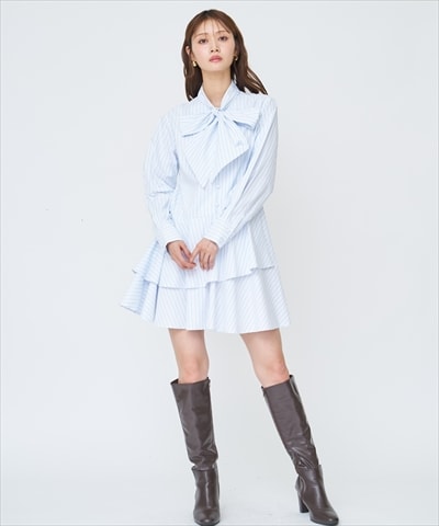 アシメストライプミニワンピース