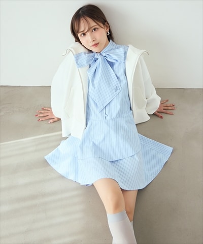 アシメストライプミニワンピース