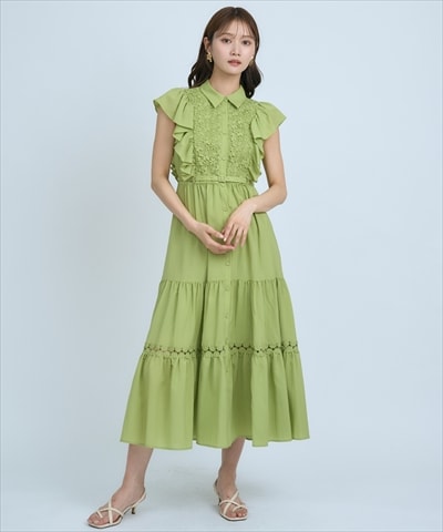 レースフリルシャツワンピース