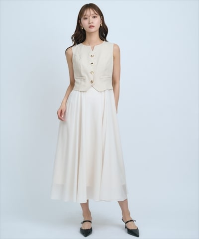 ショートジレレイヤードワンピース