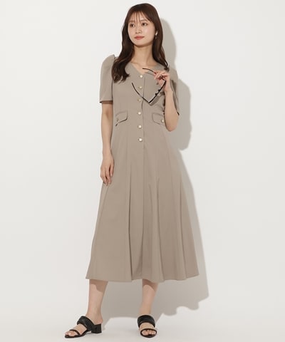 Vネックパフスリーブ半袖ワンピース | ワンピース | AND COUTURE公式通販
