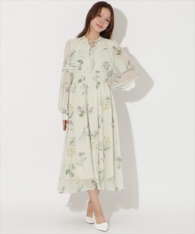 【先行予約受付中】フリルケープフラワープリントワンピース