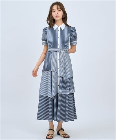 マルチストライプシャツワンピース