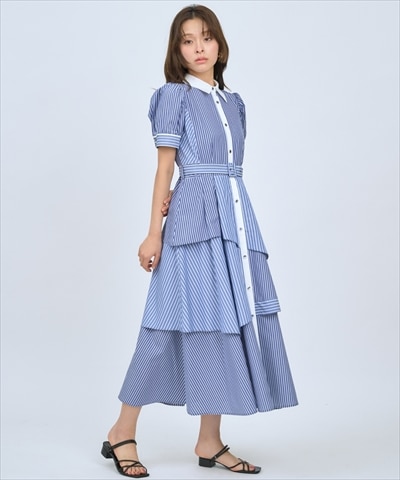マルチストライプシャツワンピース