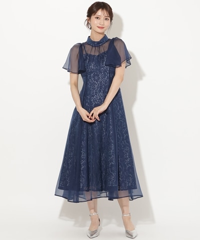 シアーオーガンジー×レースレイヤードドレス