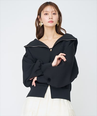 ロゴ刺繍ボンディングZIPパーカー