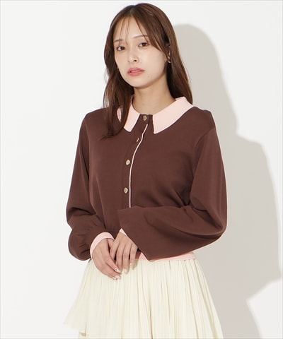 配色レイヤードライクニットカーディガン