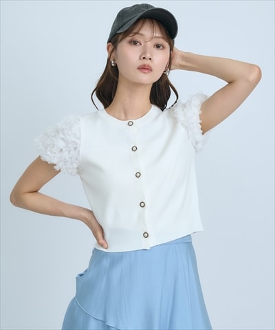 フラワーチュールスリーブカーディガン