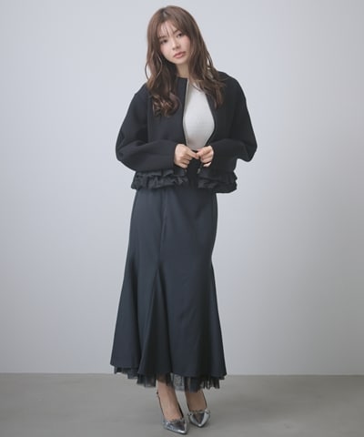 裾チュールバックレースアップマーメイドスカート