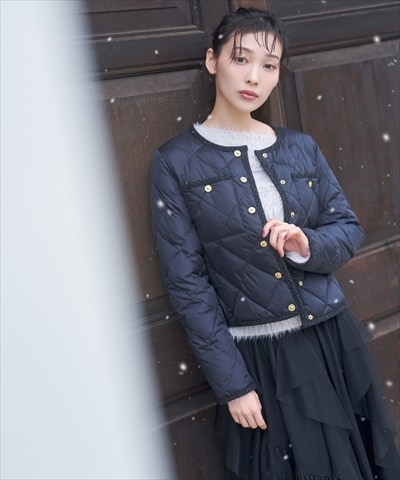 【TAION×AND COUTURE】ノーカラーショートダウンジャケット
