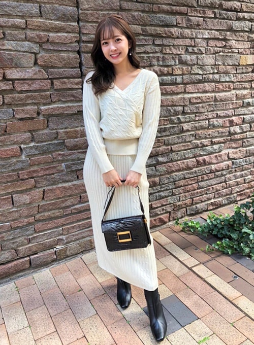 玉田理沙さんが着る シチュエーション別 Cache Coeur Knit Up