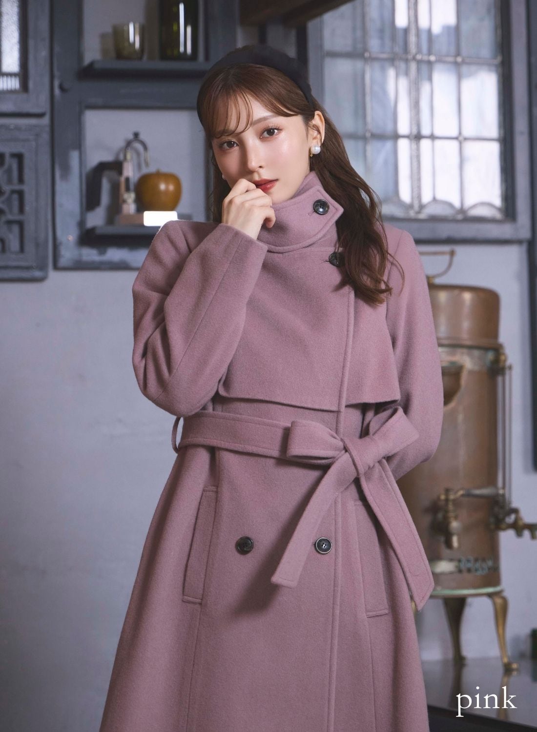 STAND NECK LONG WOOL COAT