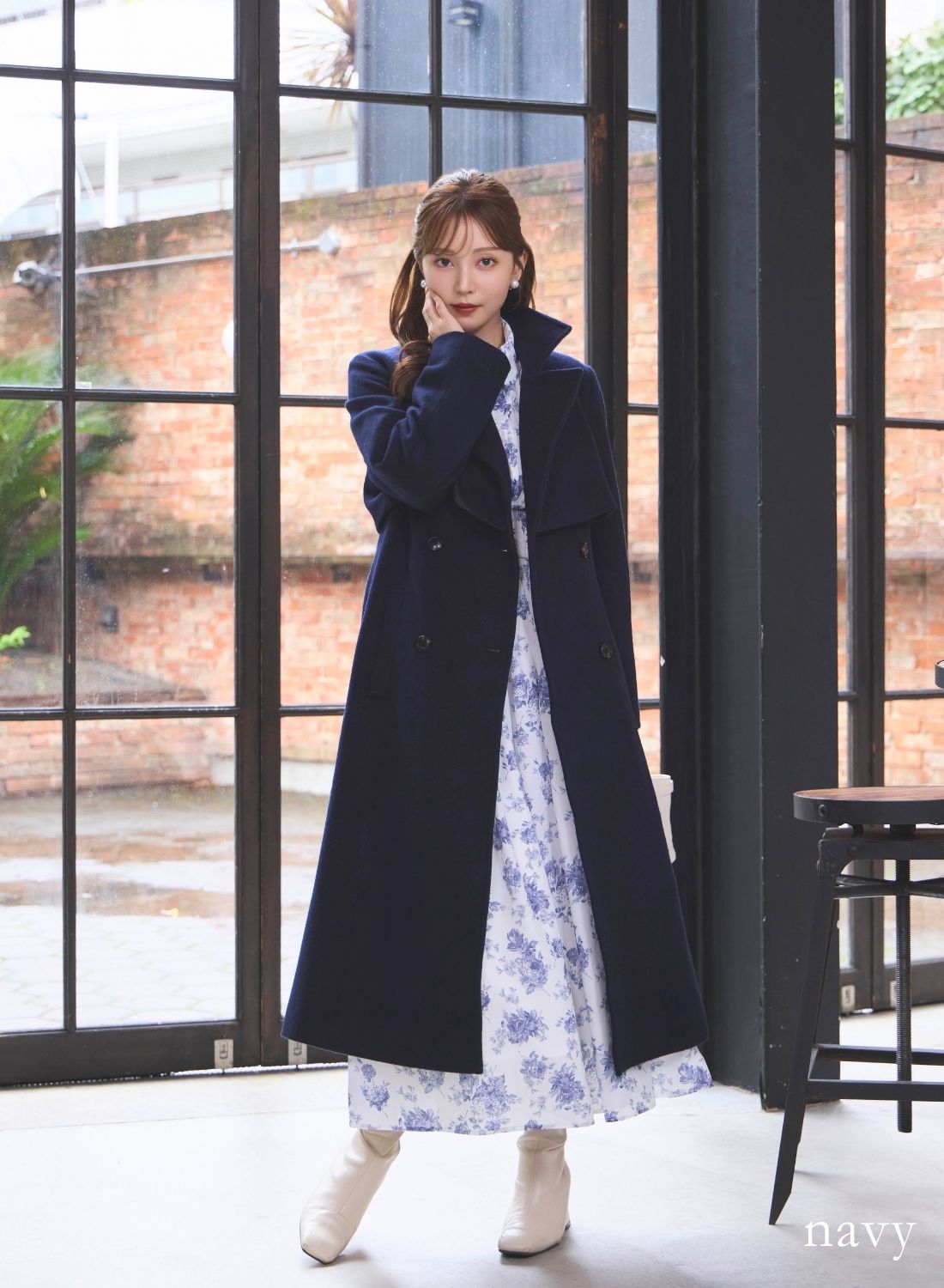 STAND NECK LONG WOOL COAT