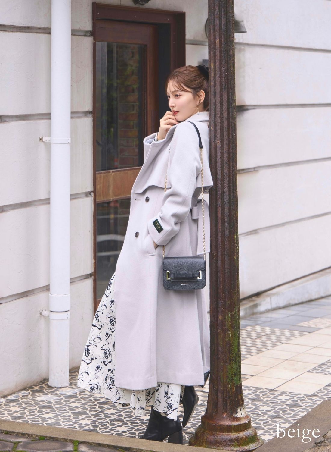 STAND NECK LONG WOOL COAT