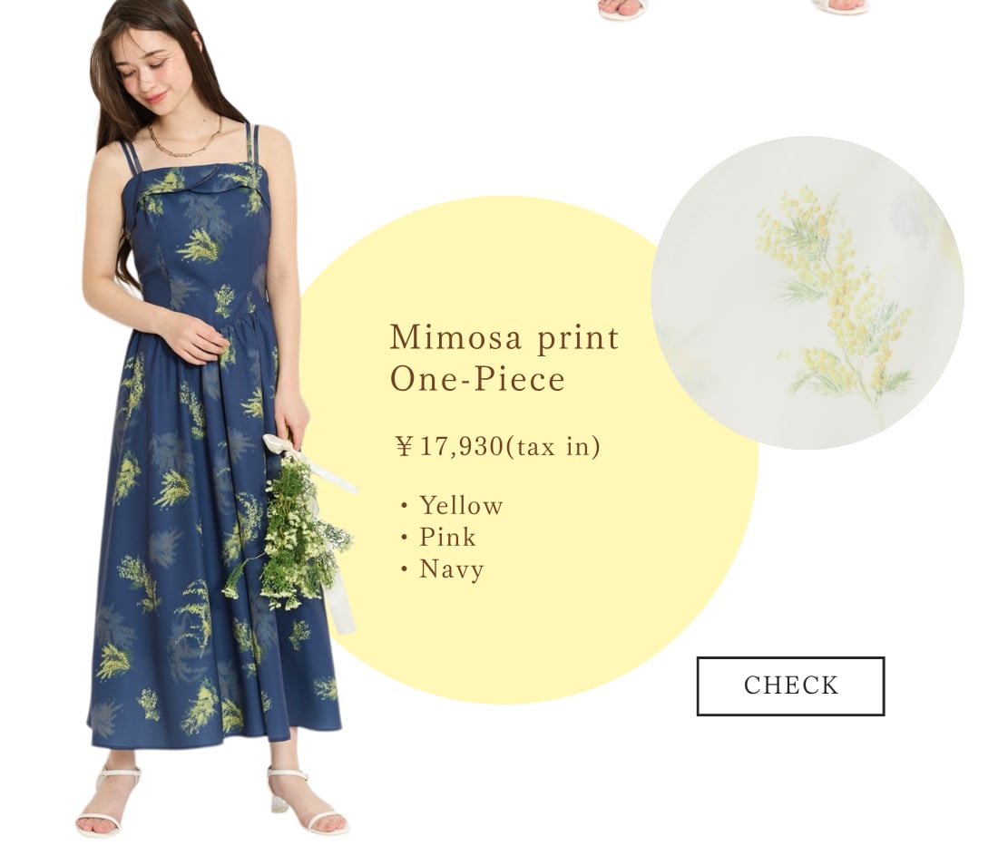 ミモザプリントキャミワンピース