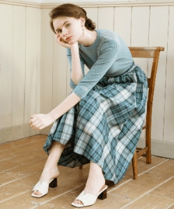 タフタチェックフレアスカート