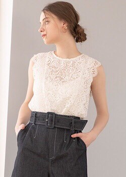 【ケミカルレースフリルブラウス】