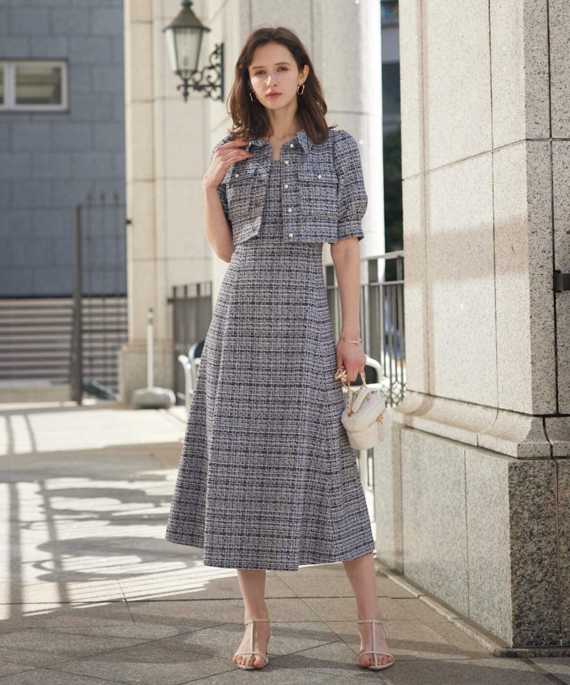 カットツイード半袖セットアップ