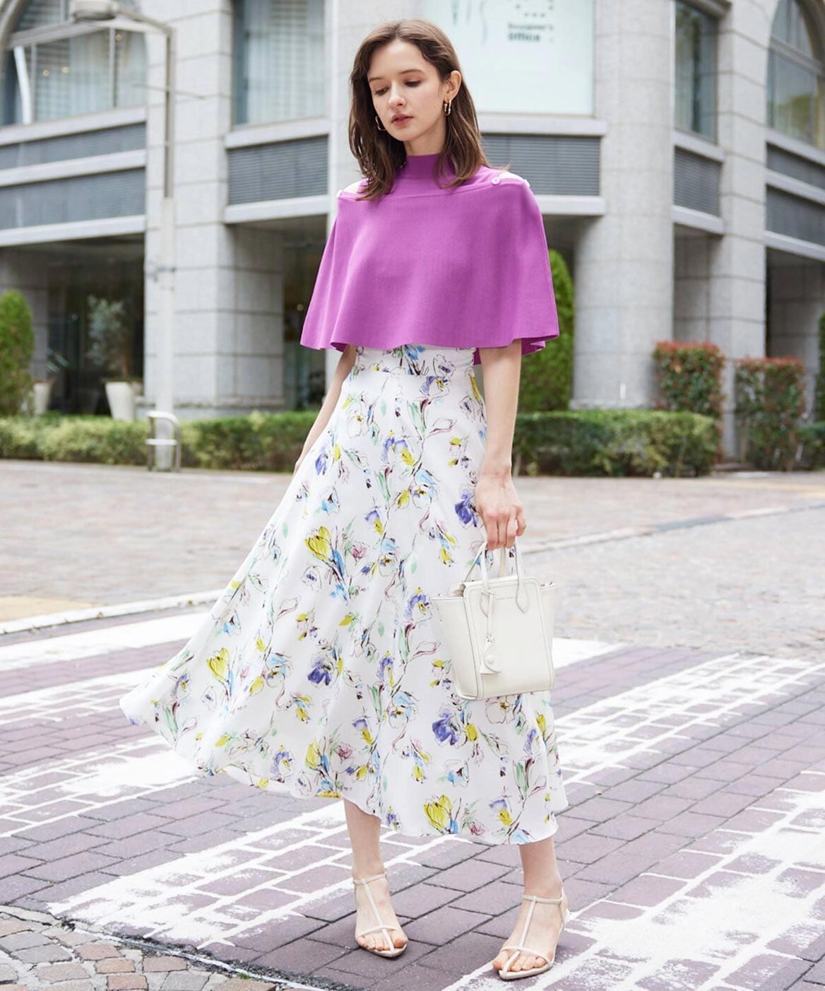 シャーベットフラワープリントフレアスカート