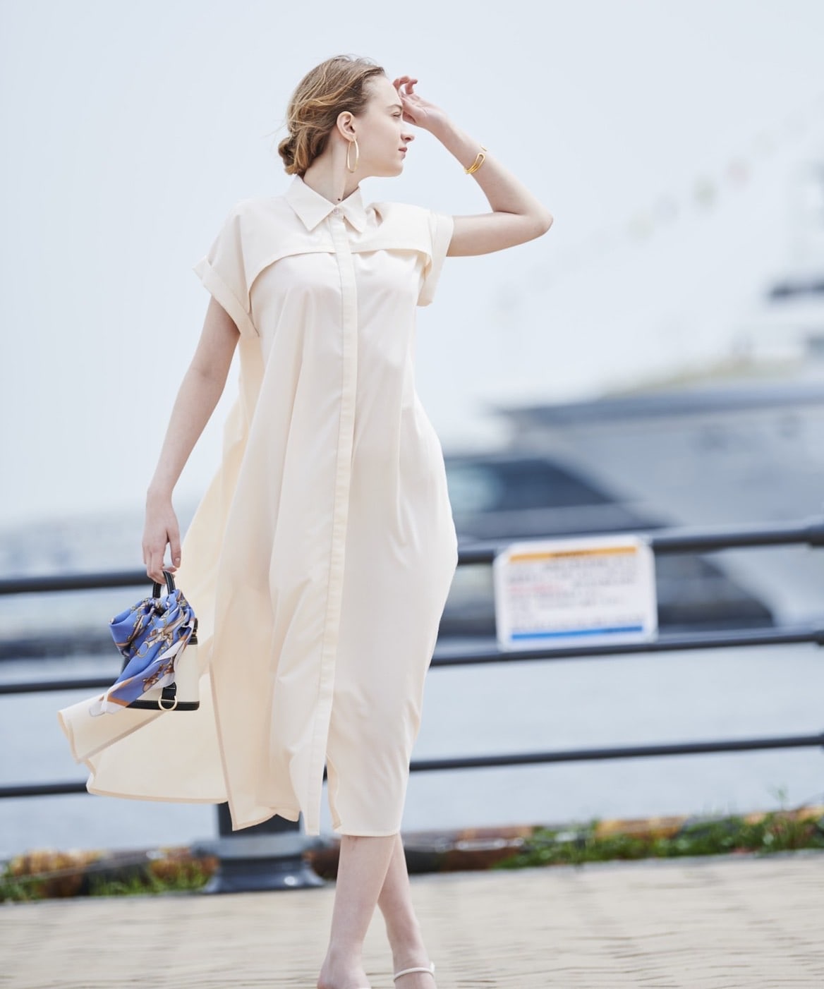 ヨークデザインシャツワンピース