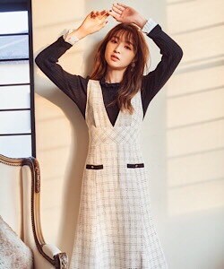 【チェックバックスピンドルジャンパースカート】